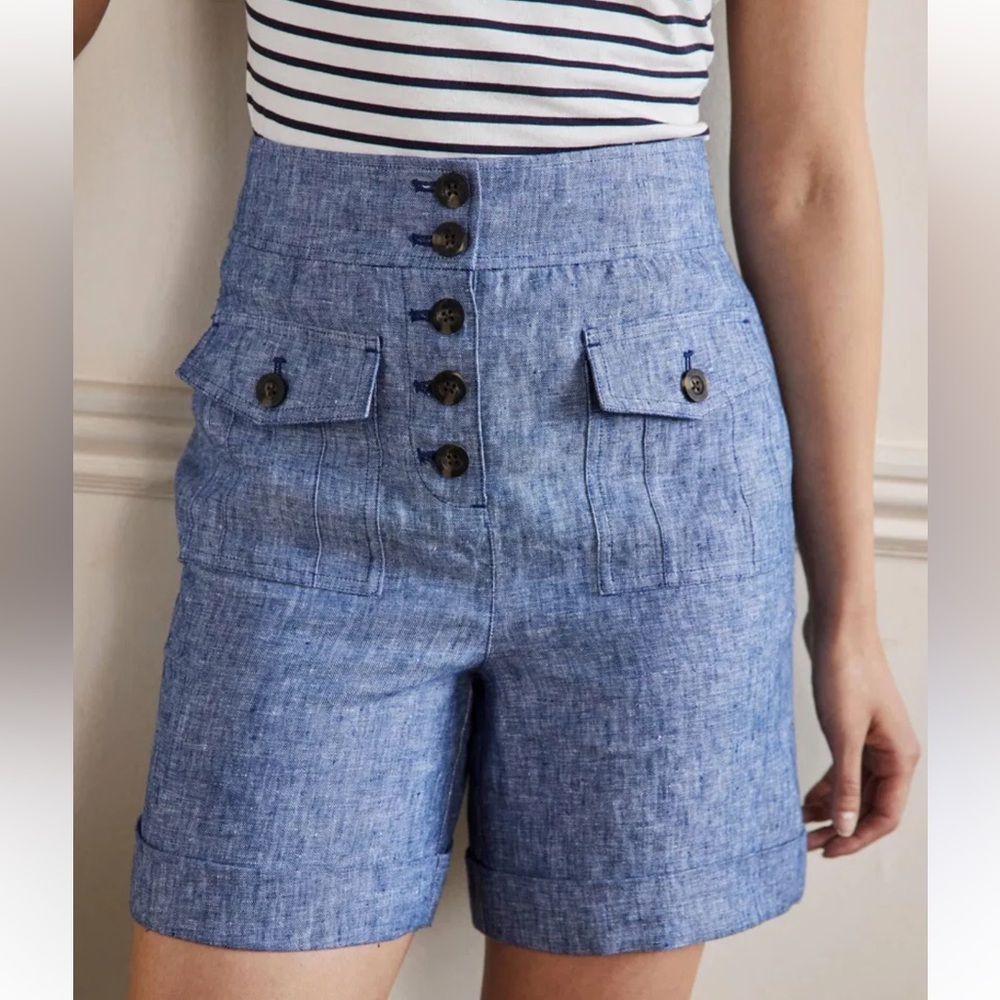 BODEN High Waisted Linen Shorts